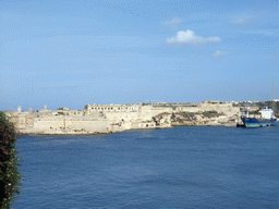 The Grand Harbour and Fort Ricasoli, viewed from the Mediterranean Street at Valletta