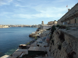 The Grand Harbour, the Siege Bell Monument, the Lower Barracca Gardens, Villa Bighi at the town of Kalkara and Fort St. Angelo, viewed from the Mediterranean Street at Valletta
