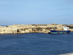 The Grand Harbour and Fort Ricasoli, viewed from the Siege Bell Monument at Valletta