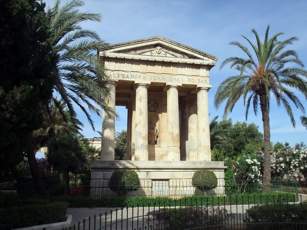 Monument to Alexander Ball at the Lower Barracca Gardens at Valletta