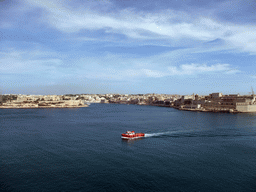 The Grand Harbour, Villa Bighi at the town of Kalkara and Fort St. Angelo, viewed from the Lower Barracca Gardens at Valletta