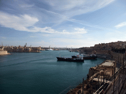 The Grand Harbour, Fort Saint Michael and the Valletta Waterfront, viewed from the Lower Barracca Gardens at Valletta