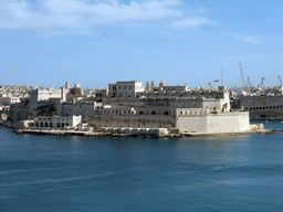 The Grand Harbour and Fort St. Angelo, viewed from the Lower Barracca Gardens at Valletta