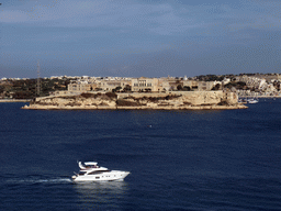 The Grand Harbour and Villa Bighi at the town of Kalkara, viewed from the Lower Barracca Gardens at Valletta