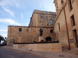 Statue of Paul Boffa in front of St. James Cavalier building at Valletta