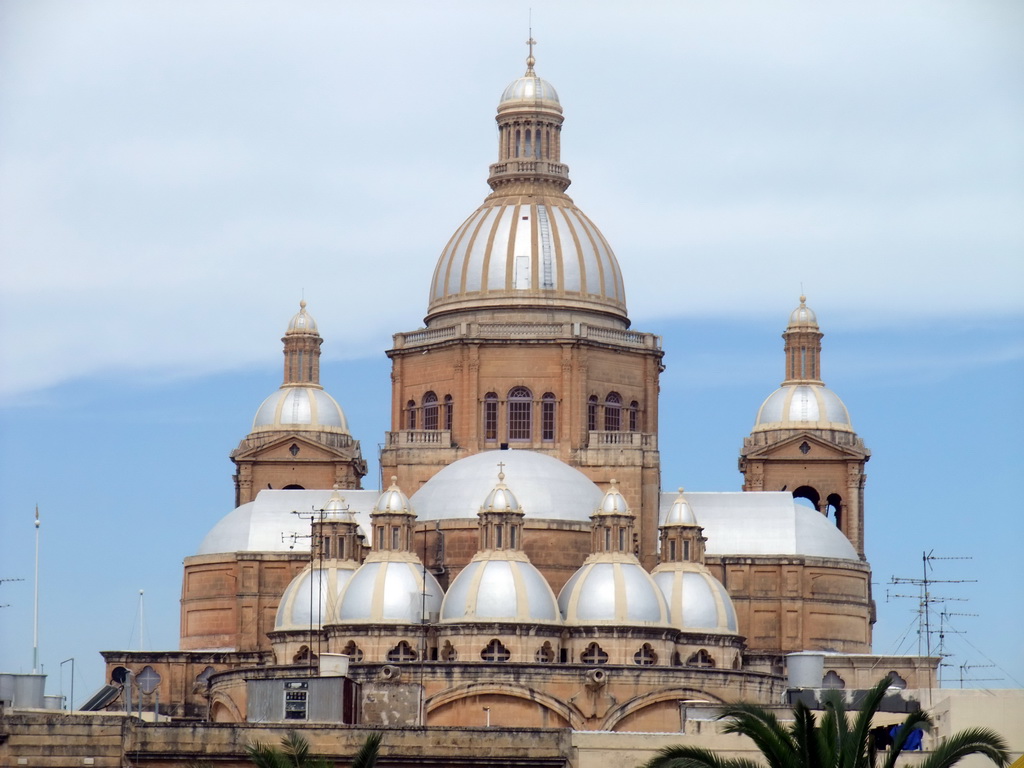 Back side of the Church of Christ the King, viewed from the park at Triq Il Knisja street at Paola