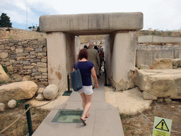 Miaomiao at the Trilithon doorway of the Southwestern Temple of the Tarxien Temples at Tarxien