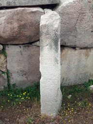 Pillar with small pits at the Central Temple of the Tarxien Temples at Tarxien