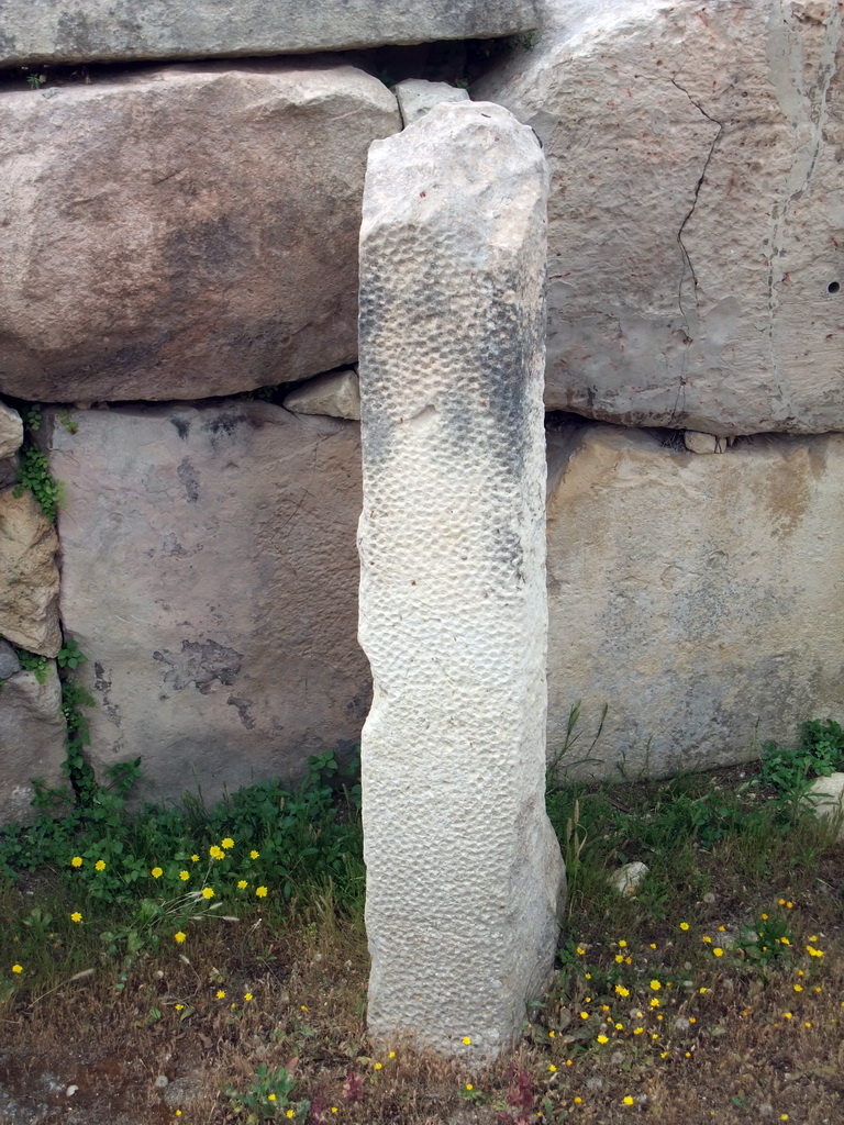 Pillar with small pits at the Central Temple of the Tarxien Temples at Tarxien
