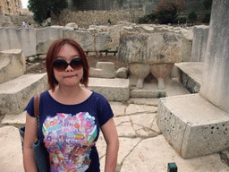 Miaomiao with the Colossal Statue of Magna Mater at the Southwestern Temple of the Tarxien Temples at Tarxien