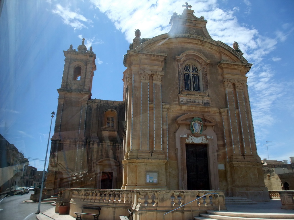 The St. Mary Parish Church at Qrendi, viewed from the bus from Valletta to Qrendi