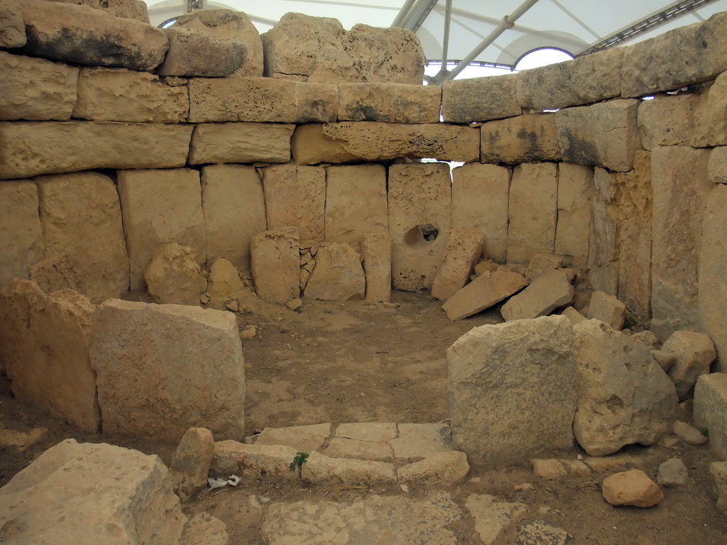 Wall with oracle hole at the Northern Temple of the Hagar Qim Temples