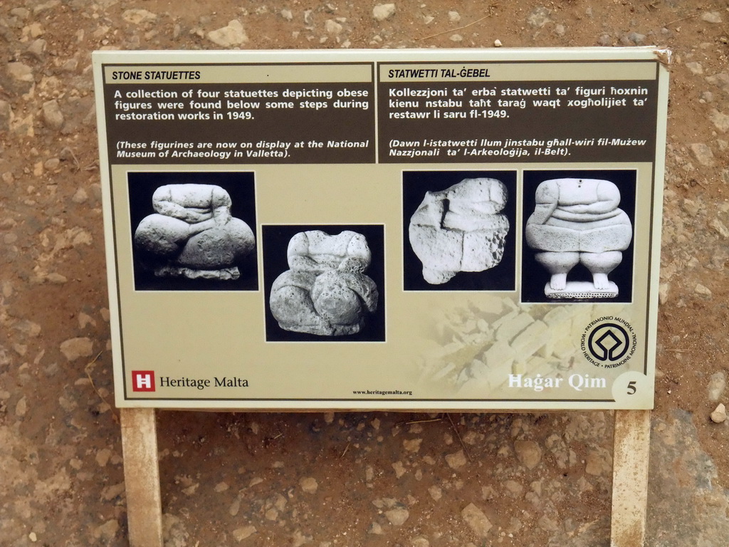 Explanation on stone statuettes at the Northern Temple of the Hagar Qim Temples