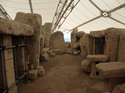 Center of the Hagar Qim Temples, with pedestral altars next to the niche and trilithon altars