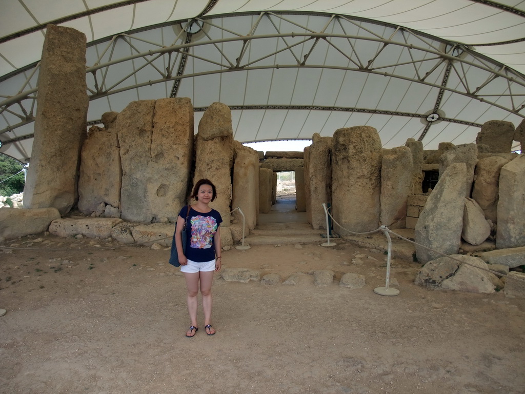 Miaomiao at the northwest entrance of the Northern Temple of the Hagar Qim Temples