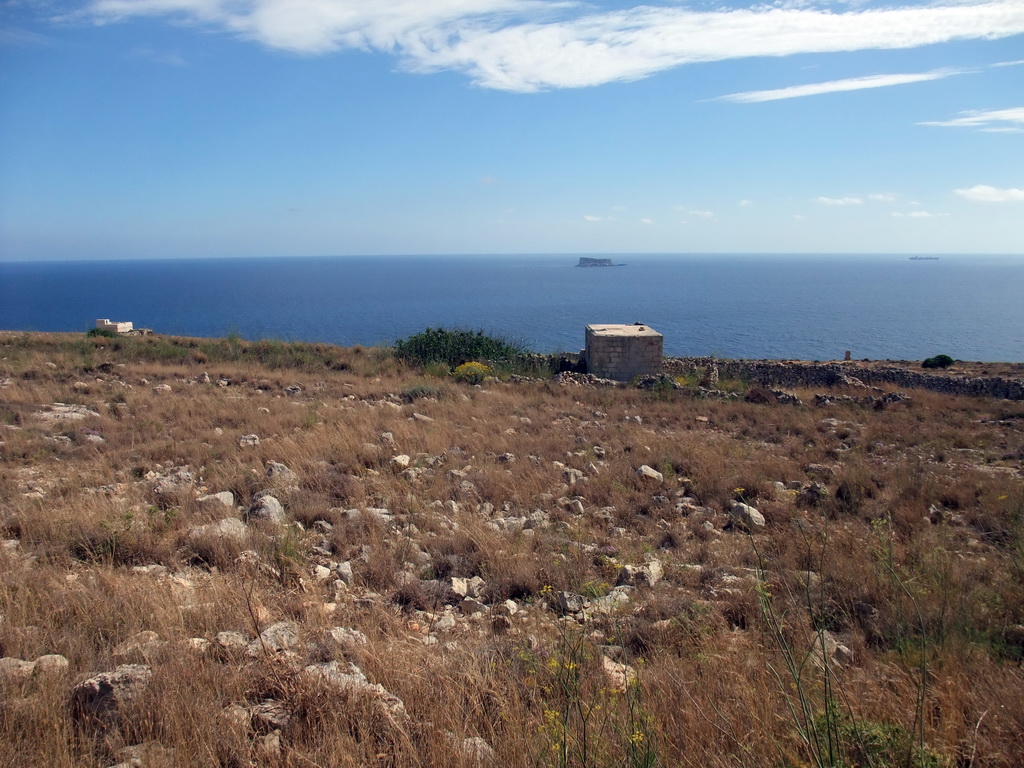 The island of Filfla in the Mediterranean Sea, viewed from the road from the Hagar Qim Temples to the Mnajdra Temples