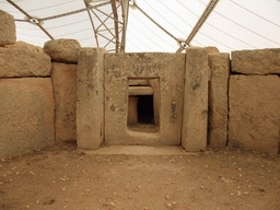 Window stone and chamber with pillared altar at the Central Temple of the Mnajdra Temples