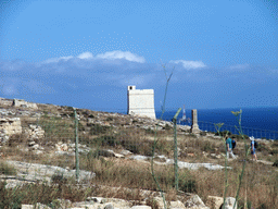 The Hamrija Tower and the Mediterranean Sea, viewed from the Mnajdra Temples