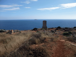 Tombstone and the island of Filfla in the Mediterranean Sea