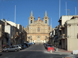 The Dun G. Zammit street and the Zurrieq Parish Church at Zurrieq