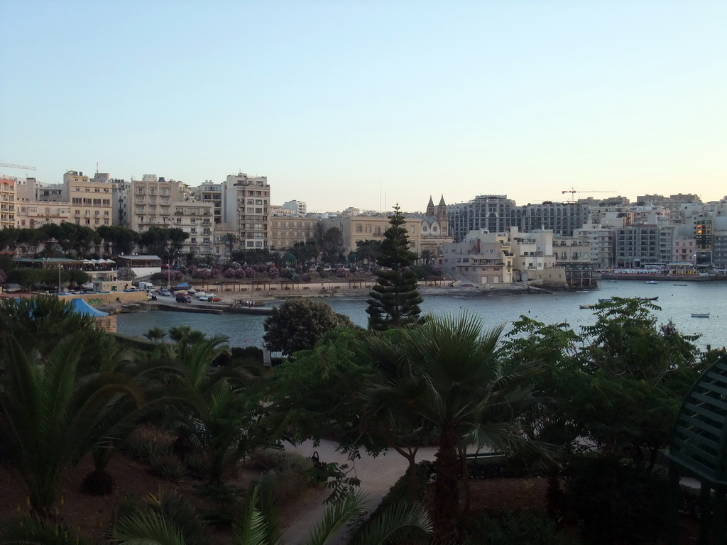 St. Julian`s, St. Julian`s Bay and the Gnien Indipendenza park, viewed from Triq It-Torri street