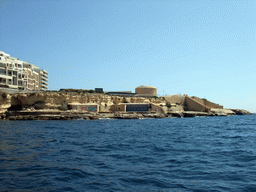 Fort Tigné at the Tigné Point, viewed from the Luzzu Cruises tour boat from Malta to Gozo
