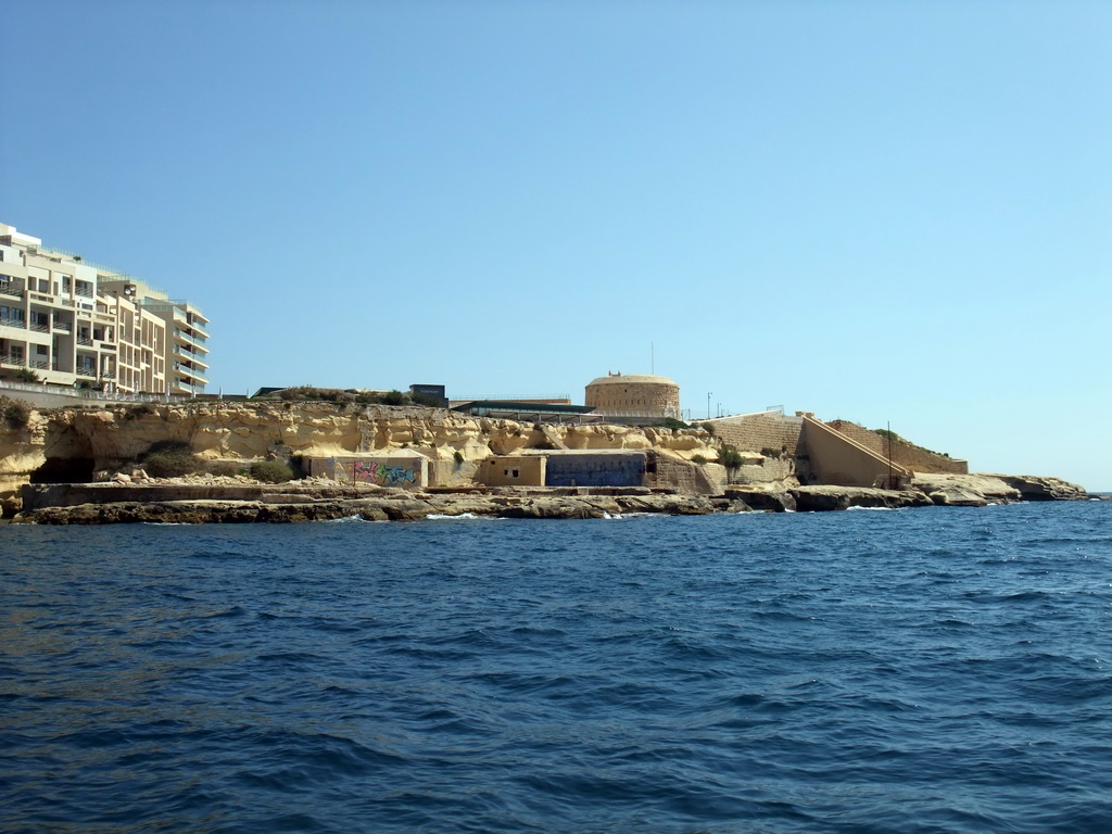 Fort Tigné at the Tigné Point, viewed from the Luzzu Cruises tour boat from Malta to Gozo