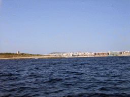 The Ghallis Tower and the town of Qawra, viewed from the Luzzu Cruises tour boat from Malta to Gozo