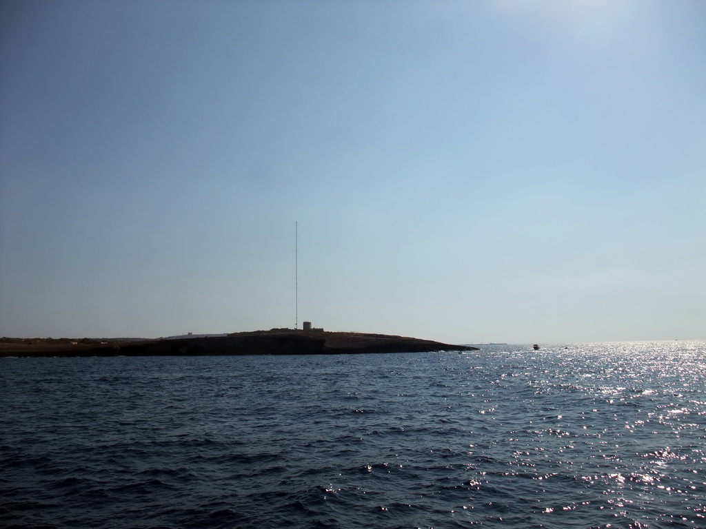 The White Tower at Armier Bay, viewed from the Luzzu Cruises tour boat from Comino to Malta