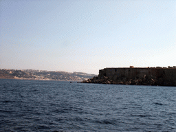 Mellieha Bay and the town of Mellieha, viewed from the Luzzu Cruises tour boat from Comino to Malta