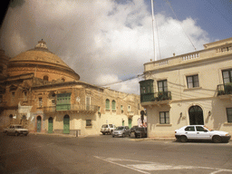 The dome of the Church of the Assumption of Our Lady at Mosta (Rotunda of Mosta, Mosta Dome), viewed from the bus from Sliema to Mdina