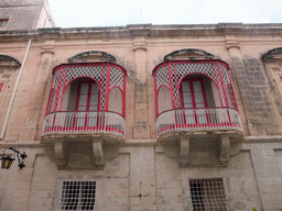 Balconies on a house at the Triq Villegaignon street at Mdina