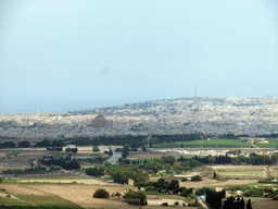 The town of Mosta and the dome of the Church of the Assumption of Our Lady, viewed from the Pjazza Tas-Sur square at Mdina