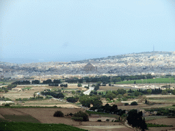 The town of Mosta and the dome of the Church of the Assumption of Our Lady, viewed from the Pjazza Tas-Sur square at Mdina