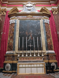 Altar and painting at St. Paul`s Cathedral at Mdina