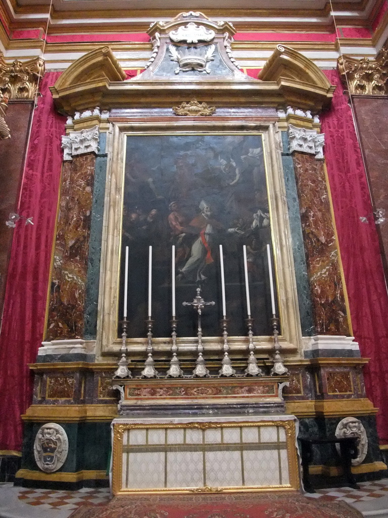 Altar and painting at St. Paul`s Cathedral at Mdina