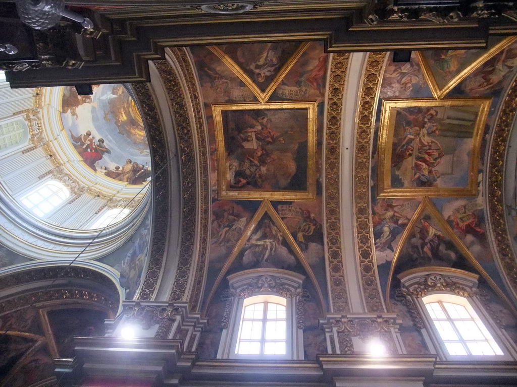 Nave and dome of St. Paul`s Cathedral at Mdina