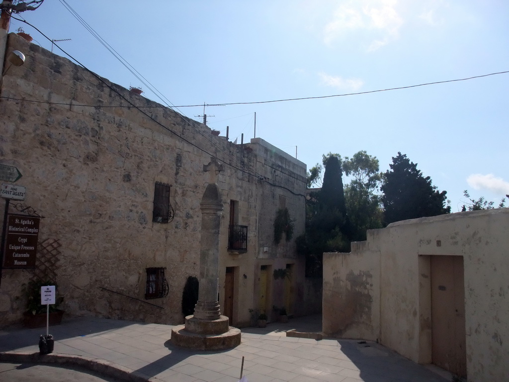 Shrine and road to St. Agatha`s Complex at Rabat, viewed from a horse and carriage