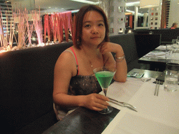 Miaomiao with cocktail in Zest Asian Fusion Restaurant at Spinola Bay at St. Julian`s