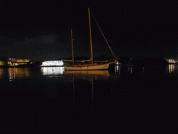 Boat in Marsamxett Harbour and Manoel Island, by night