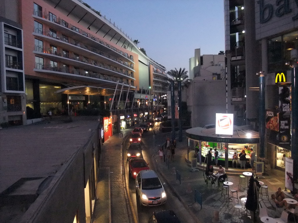The southwest side of the Triq Santu Wistin street at Paceville, at sunset