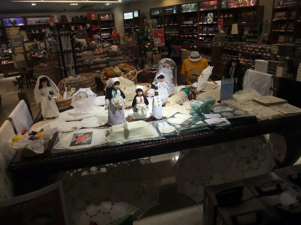 Maltese souvenirs in a shop at Malta International Airport
