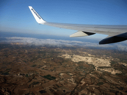 The towns of Mdina and Rabat and the south coastline of Malta, viewed from the airplane from Malta to Eindhoven
