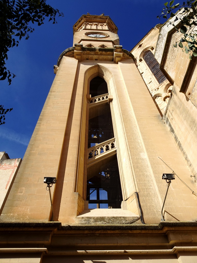 Tower of the Church of our Lady of Sorrows, viewed from the Plaça de l`Arquitecte Bennàsar square