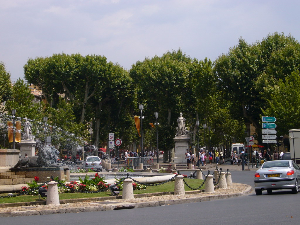 The Fontaine de la Rotonde fountain and the Cours Mirabeau street in Aix-en-Provence, on the way from Marseille to Avignon