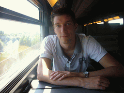 Tim in the train from Marseille to Avignon