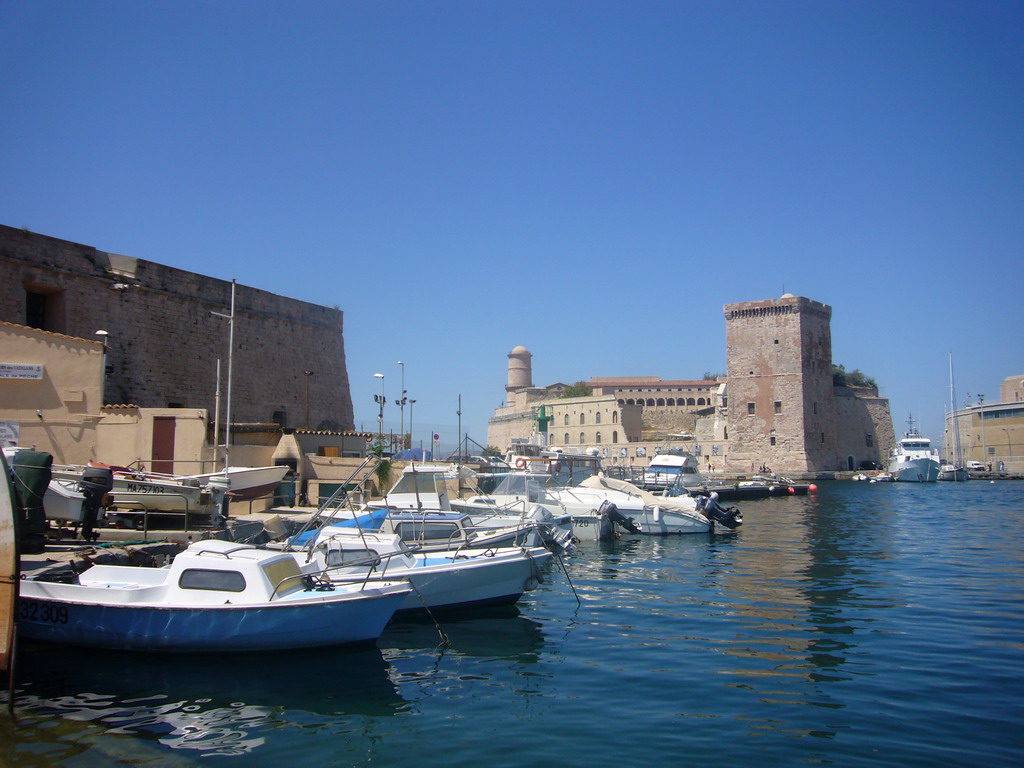 Boats in the Old Port and the Fort Saint-Jean