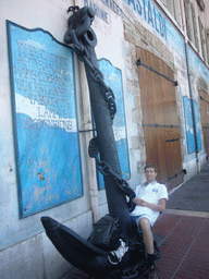Tim with an anchor at the Old Port