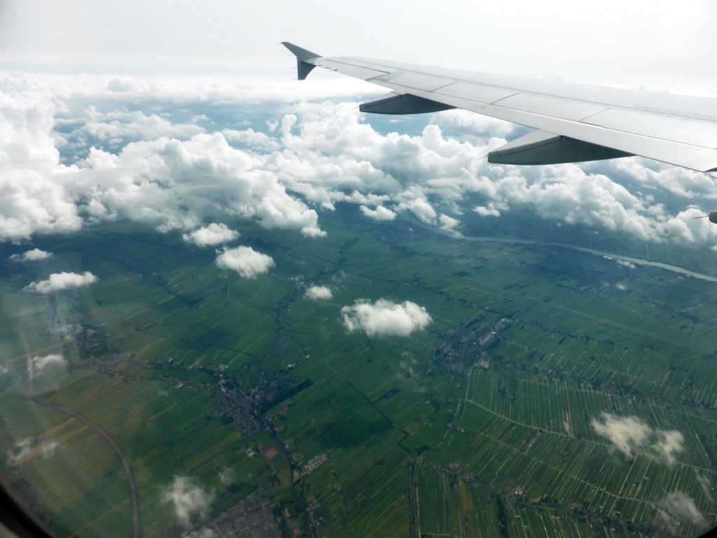 Grasslands in the Netherlands, viewed from the airplane from Amsterdam