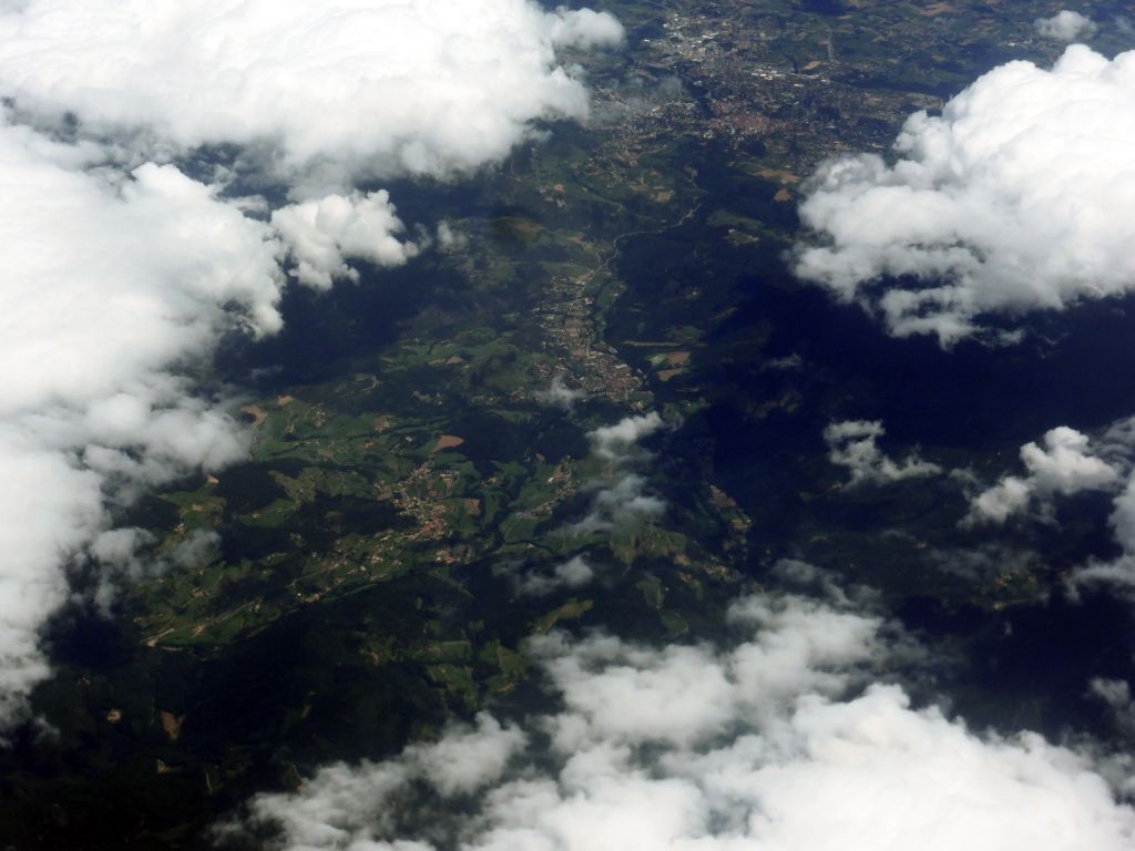 Villages in the Rhône-Alpes region, viewed from the airplane from Amsterdam